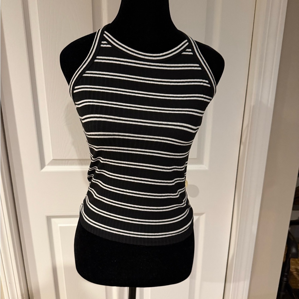Mudd Black and White Striped Tank Top